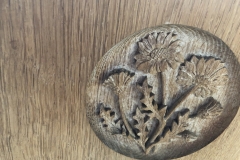 Pew end carving