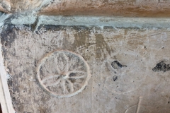 Compass drawn daisy wheel, four petalled