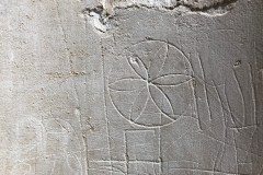 Compass drawn daisy wheel, swastika