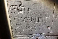 T Scarlett, 1673, merchant's mark, SH