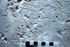 AN3) South aisle aectangular Pallar south face.  A horse largely removed or covered with filler.